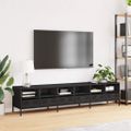 vidaXL TV skrinka čierna 202x39x43,5 cm oceľ valcovaná za studena