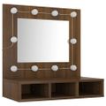 vidaXL Zrkadlová skrinka s LED dub sonoma 60x31,5x62 cm