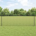 vidaXL Zvarené pletivo s podperami 10 x 0,8 m PVC potiahnutá oceľ Sivá