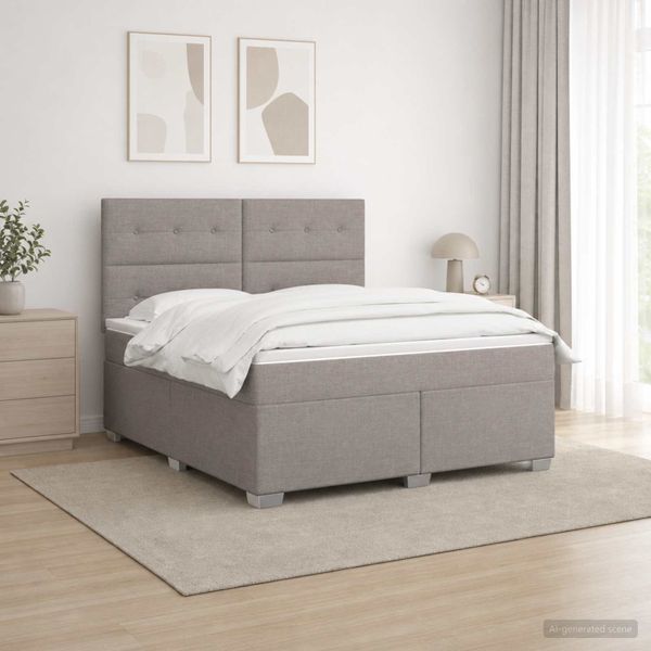 vidaXL Posteľ boxspring s matracom Sivohnedá 160 x 200 cm Látka