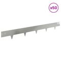 vidaXL Obrubník trávnika 50 ks 100 x 12 cm Oceľ Strieborná