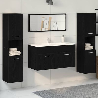 vidaXL Sada kúpeľňového nábytku 4 pcs Čierny dub Kompozitné drevo