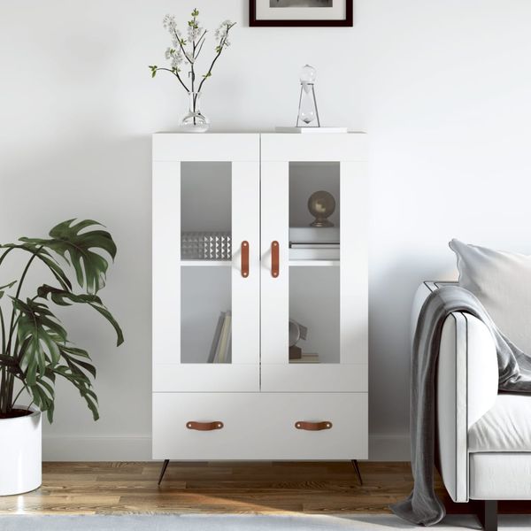 vidaXL Vysoká skrinka biela 69,5x31x115 cm kompozitné drevo