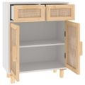 vidaXL Komoda biela 60x30x75 cm masívna borovica a prírodný ratan
