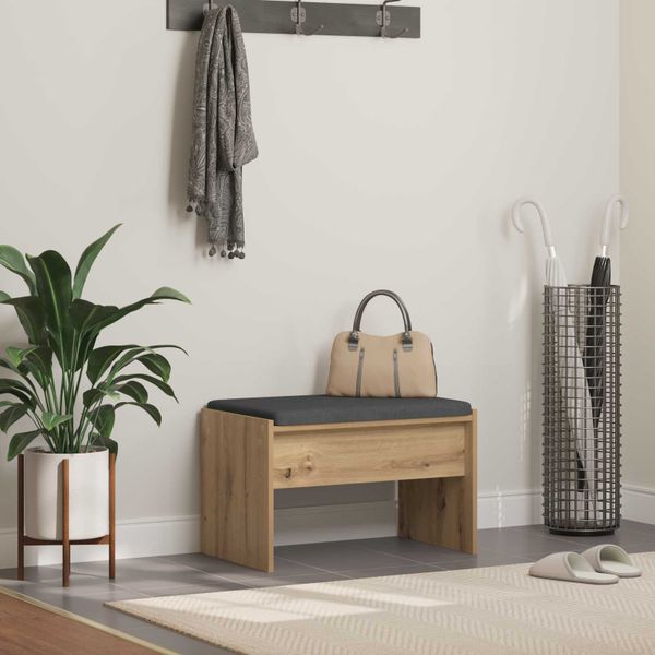 vidaXL Lavica na topánky s vankúšom Dub artisan 63 x 38 x 40 cm