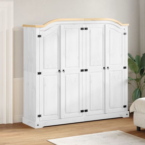 vidaXL Šatník Corona biely 194x52x186 cm borovicový masív