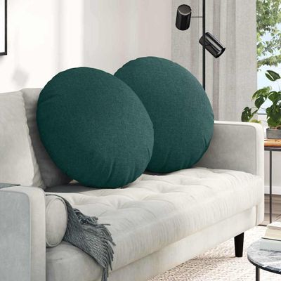 vidaXL Vankúše na sedenie 2 pcs Tmavozelená Ø80 x 29 cm látka