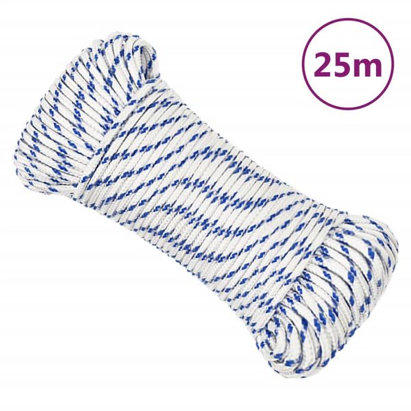vidaXL Lodné lano biele 3 mm 25 m polypropylén