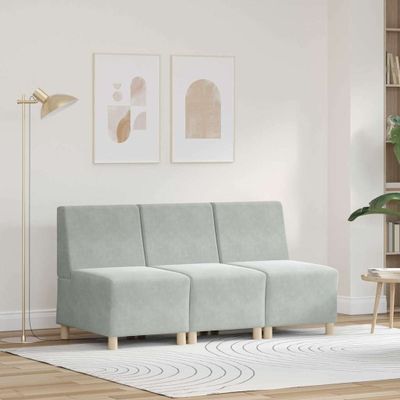 vidaXL Bezrúčková modulárna sofa jednotka 3 ks Svetlosivá Zamat