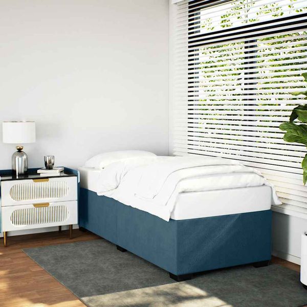 vidaXL Rám postele modrá 100x200 cm zamat