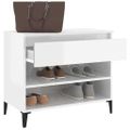 vidaXL Botník lesklý biely 70x36x60 cm spracované drevo