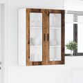 vidaXL Nástenný sklenený kabinet PORTO Staré drevo 80 x 31 x 100 cm