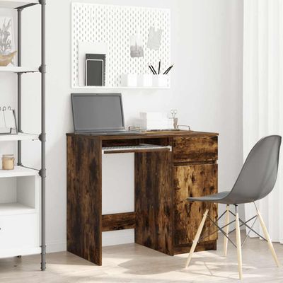 vidaXL Stôl dymový dub 86x49x76 cm kompozitné drevo