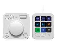 Logitech Master Series MX Creative Console - Sada klávesnice a číselnice - podsvietenie - USB-C - bledosivá