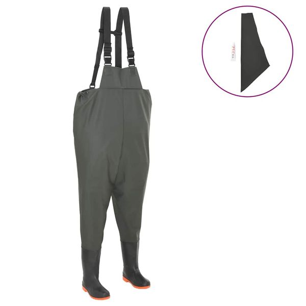 vidaXL Rybárske nohavice na brodenie s topánkami zelené veľkosť 39
