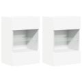 vidaXL Nástenné skrinky s LED osvetlením pre TV 2 ks biele 40x30x60,5 cm