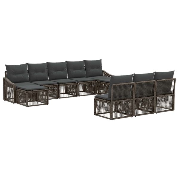 vidaXL Súprava záhradných pohoviek 10 pcs Sivá polyratan