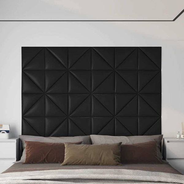 vidaXL Nástenné panely 12 ks čierne 30x30 cm umelá koža 0,54 m²