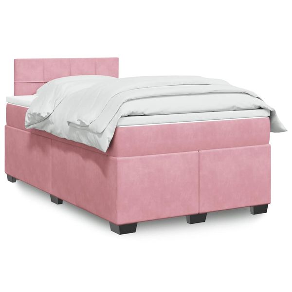 vidaXL Boxspring posteľ s matracom, ružová 120x190 cm, zamat