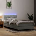 vidaXL Posteľný rám boxsping s matracom a LED bledosivý 90x220 cm zamat