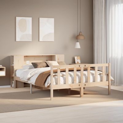 vidaXL Posteľ s knižnicou bez matraca 150x200 cm borovicový masív