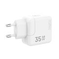 WALL CHARGER MX BURST GaN PD 35W, 2xUSB-C + C/LIGHTNING PD CABLE 20W  WHITE