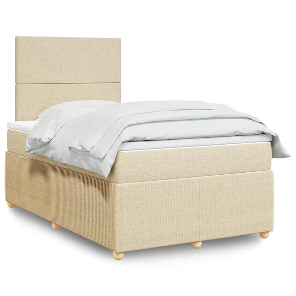 vidaXL Boxspring posteľ s matracom krémový 120x200 cm látka