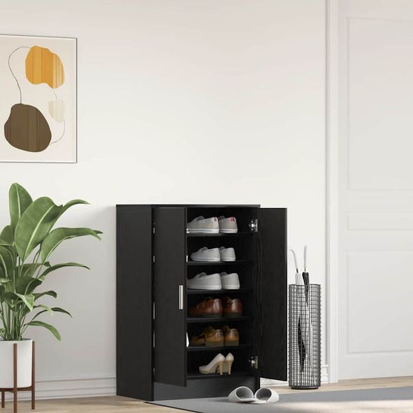 vidaXL Botník dub čierny 60x35x92 cm kompozitné drevo