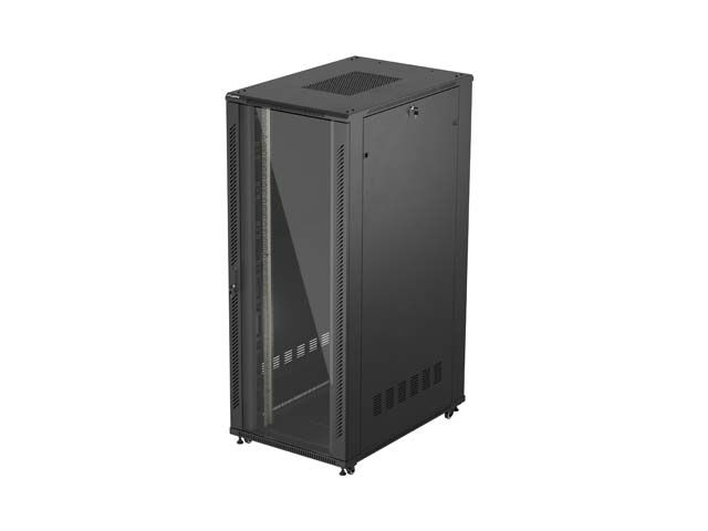 19'' Voľne stojaca racková skriňa 42U 800X1200 čierne sklenené dvere lanberg (ploché balenie)