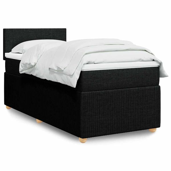 vidaXL Posteľný rám boxspring s matracom čierny 90x200 cm látka