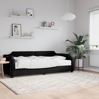 vidaXL Denná posteľ s matracom čierna 90x190 cm látka