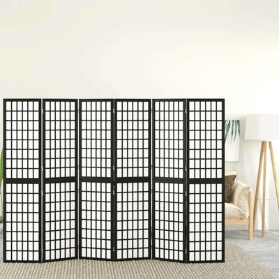 vidaXL Skladací paraván so 6 panelmi japonský štýl 240x170 cm čierny