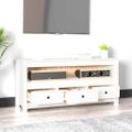 vidaXL TV skrinka biela 114x35x52 cm masívna borovica