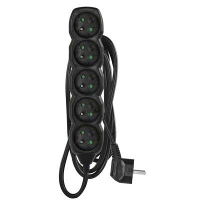 Prodlužovací kabel EMOS PC0512 2 m, 5 zásuvek, černý, PVC, 1 mm2