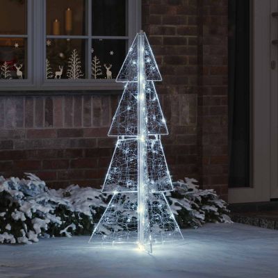 vidaXL Vianočný stromček s 100 LED-i Studená Biela 120 cm Akryl
