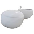 Set biele keramické závesné WC s bidetom