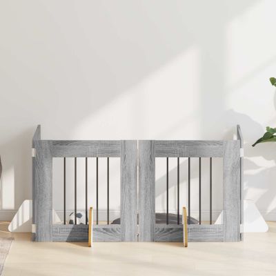 vidaXL Brána pre psov so stojanmi 4 pcs Sivá sonoma 60 x 60 cm