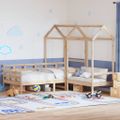 vidaXL Sada postele a lavice so strieškou 90x200 cm borovicový masív
