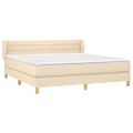 vidaXL Posteľný rám boxspring s matracom krémový 160x200 cm látka