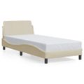 vidaXL Rám postele s čelom Dover krémový 90x200 cm látka