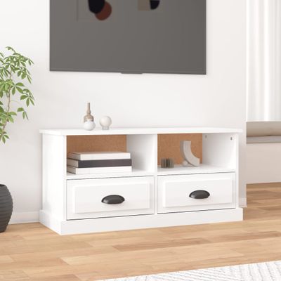 vidaXL TV skrinka lesklá biela 93x35,5x45 cm kompozitné drevo