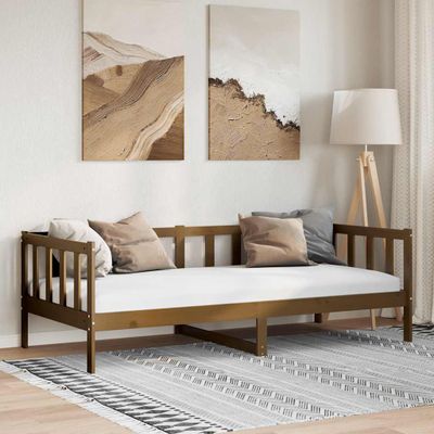 vidaXL Posteľný rám medovohnedý borovicový masív 90x200 cm