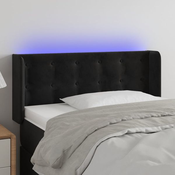 vidaXL Čelo postele s LED čierne 83x16x78/88 cm zamat
