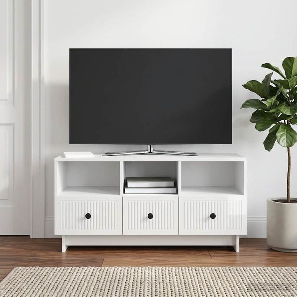 vidaXL TV skrinka Biela s vysokým leskom 102 x 34,5 x 50 cm