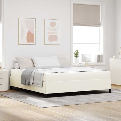 vidaXL Rám postele s matracmi Krémová 180 x 200 cm látka
