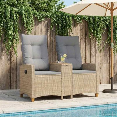 vidaXL Hojdačka s tabletou 2 -Seater 126 x 65 x 112 cm polyratan