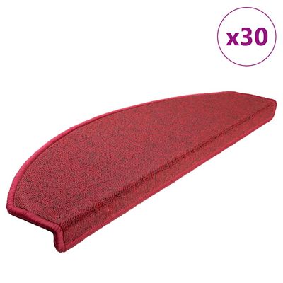 vidaXL Schodové rohože 30 ks 65x24x4 cm červené polkruhové veľké