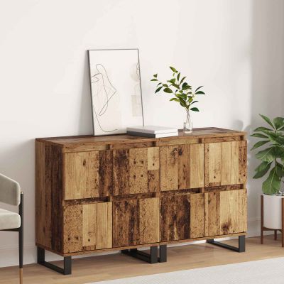 vidaXL Servírovacia skriňa 2 pcs Staré drevo 60 x 35 x 70 cm