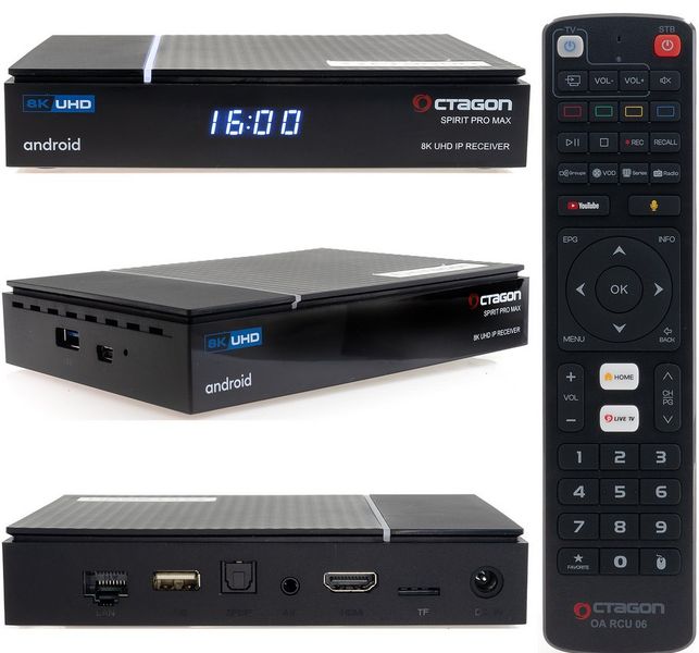OCTAGON SPIRIT PRO MAX 8K HDR10+ Android, TV IP OTT, BT OCTAGON SPIRIT PRO MAX 8K HDR10+ Android, TV IP OTT, BT