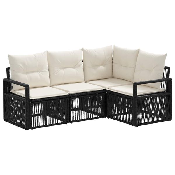 vidaXL Súprava záhradných pohoviek 4 pcs Čierna polyratan